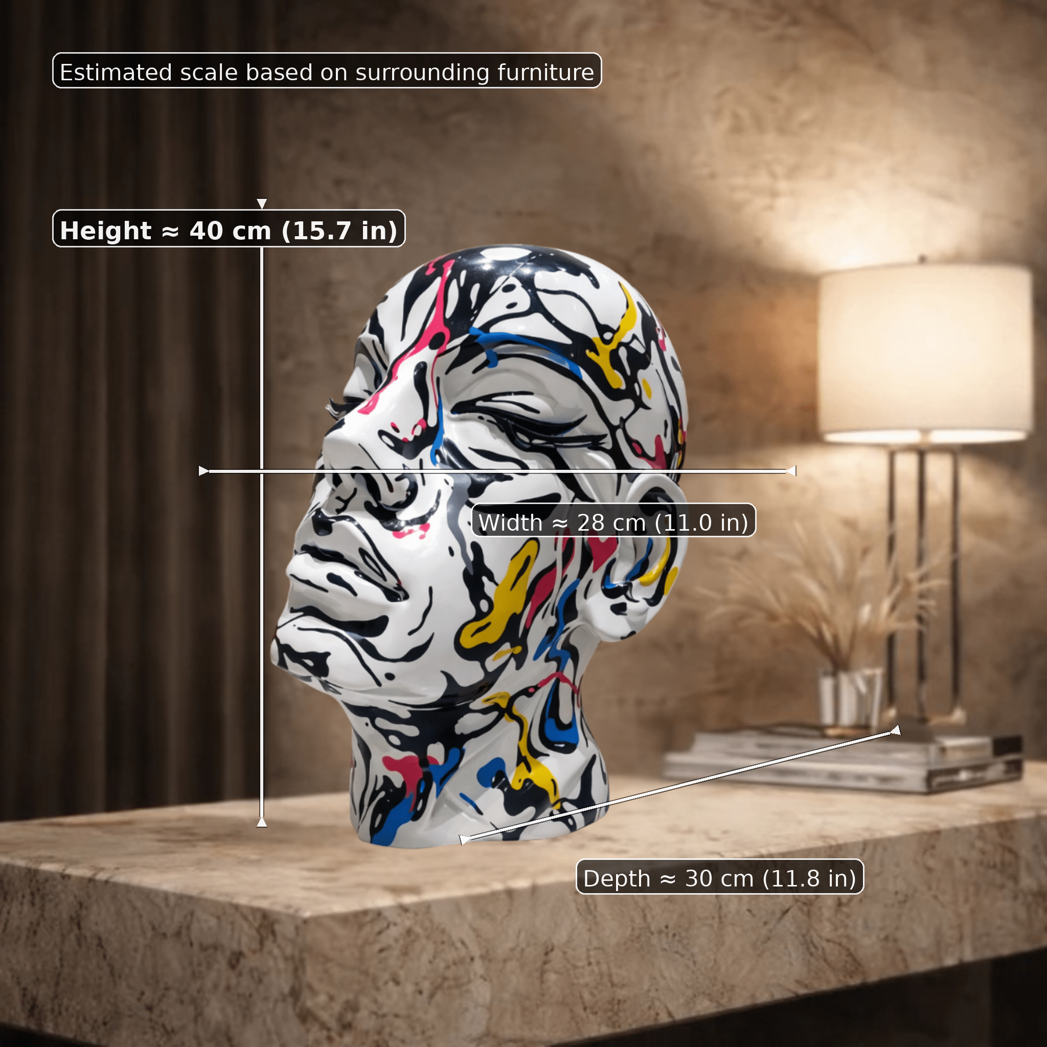 Large Head Sculpture Decor - Chromatic Quietude Bust