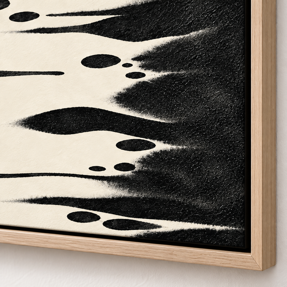 Large Horizontal Wall Art Original Painting – Ink Tributary close-up of the ink streaks and frame corner by Rossetti Art