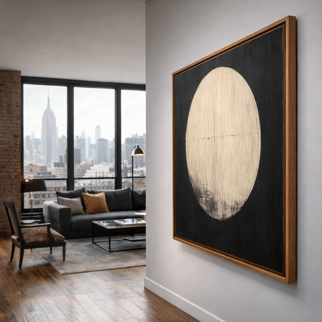 Lunar Silence – Minimalist Abstract Painting by Chiara Rossetti | modern abstract canvas wall art by Rossetti Art – luxury interior design artwork for living room, bedroom, office – original minimalist original painting square abstract wall art