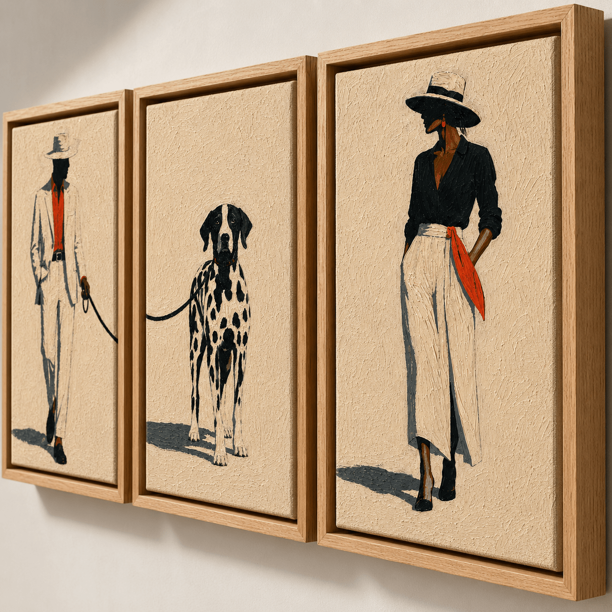 Man and Woman Canvas Art Set of 3 — The Walk by Rossetti Art