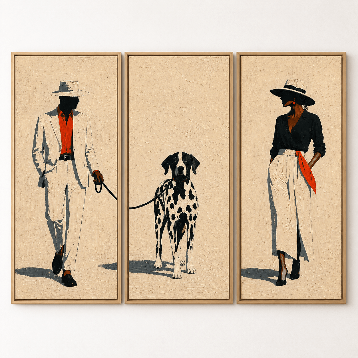 Man and Woman Canvas Art Set of 3 — The Walk by Rossetti Art