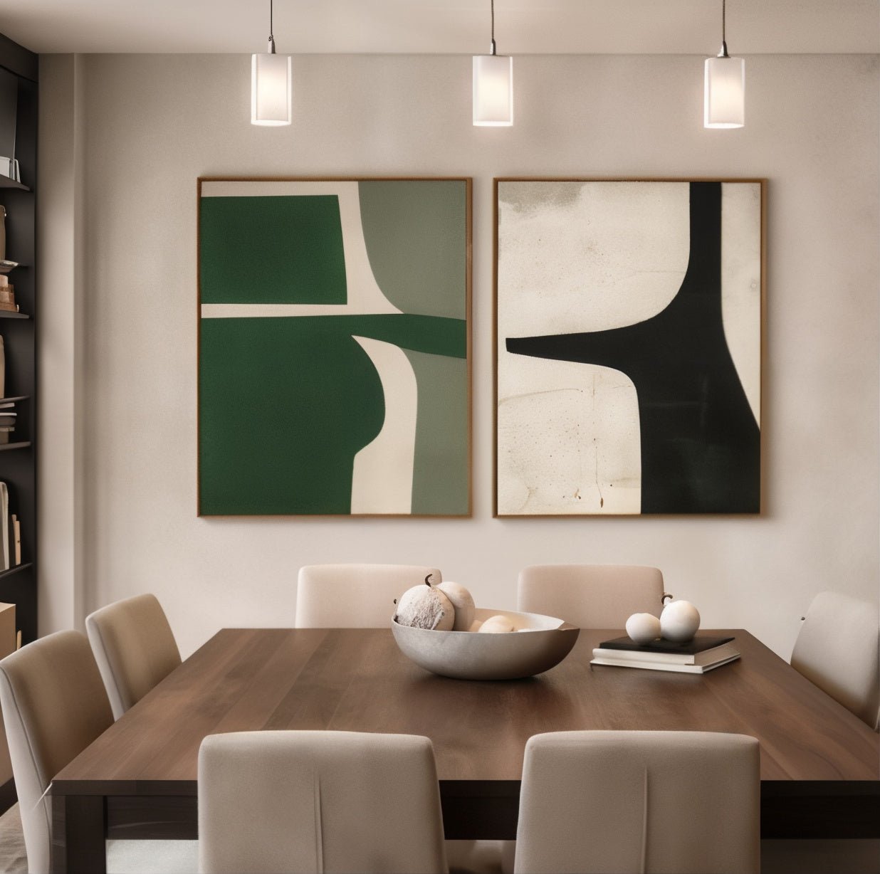Minimalist Abstract Painting on Canvas Set of 2