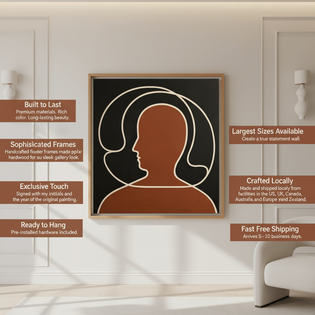 Minimalist Face Line Art Canvas Print – Ember Silhouette by Rossetti Art