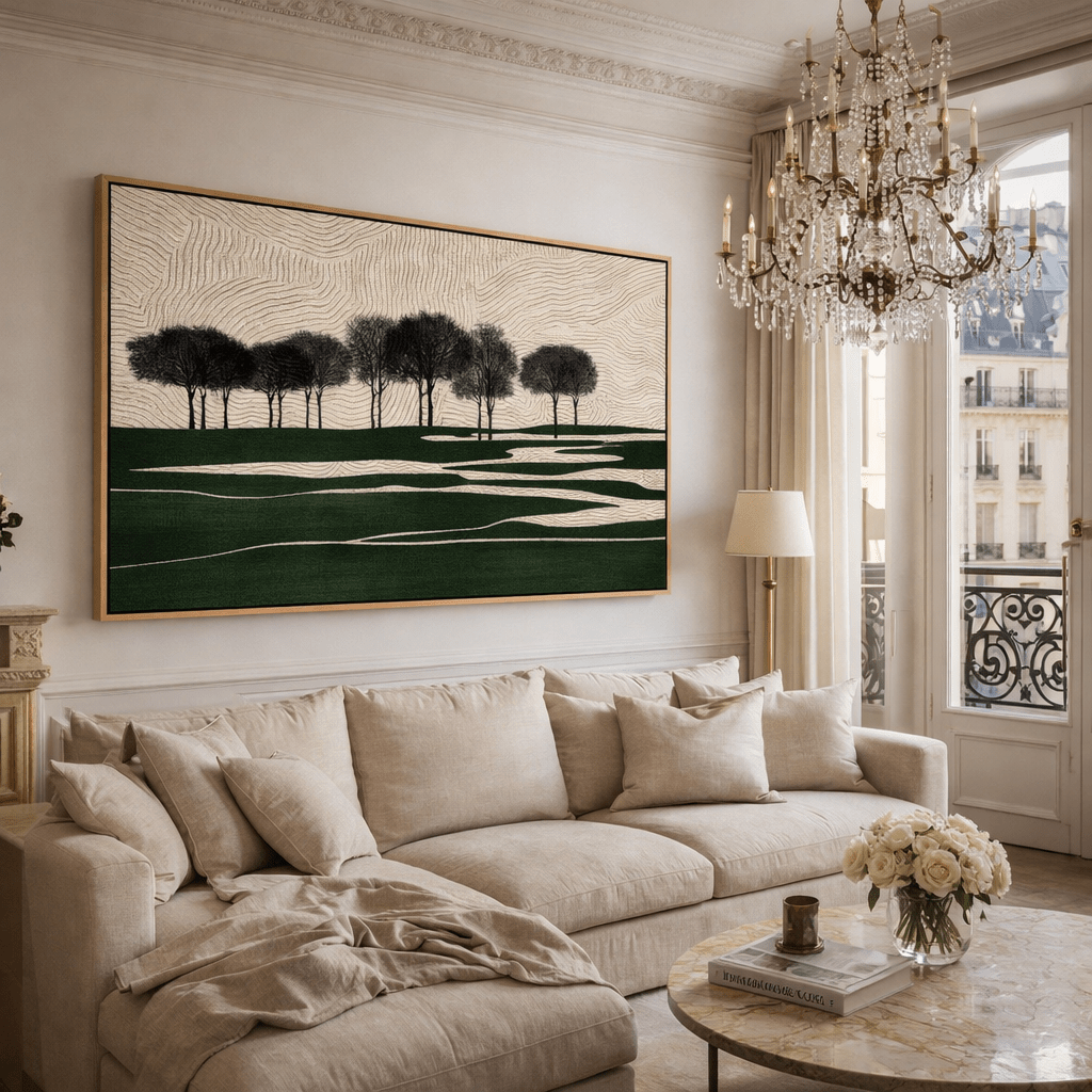 Minimalist Tree Landscape Canvas Wall Art – Silent Grove Horizon
