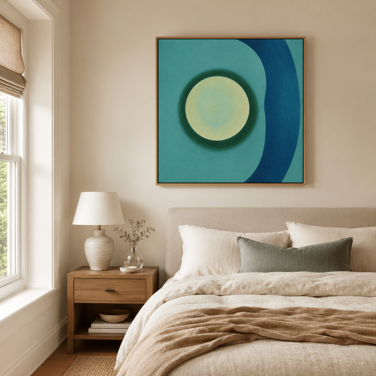 Minimalist Wall Art Canvas Print — Teal Orbit by Rossetti Art