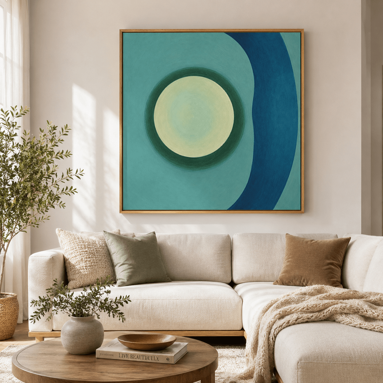 Minimalist Wall Art Canvas Print — Teal Orbit by Rossetti Art