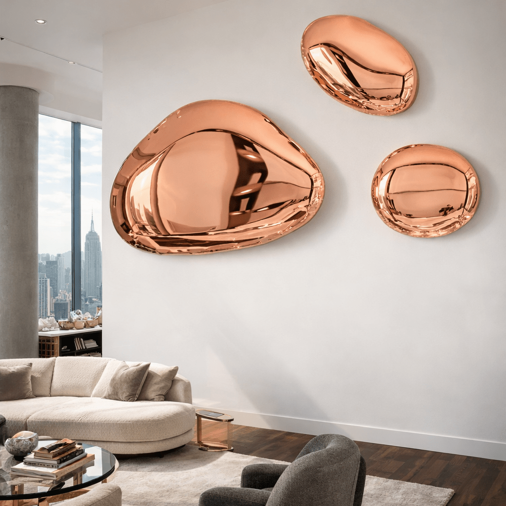 Modern 3D Metal Wall Art Sculpture in Stainless Steel