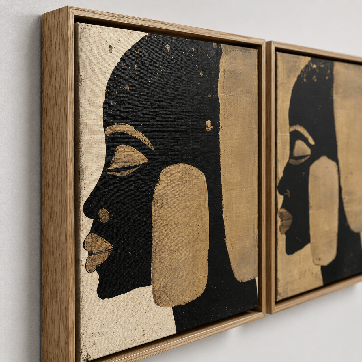 Modern Black Woman Wall Art Set of 2 - African Silhouette