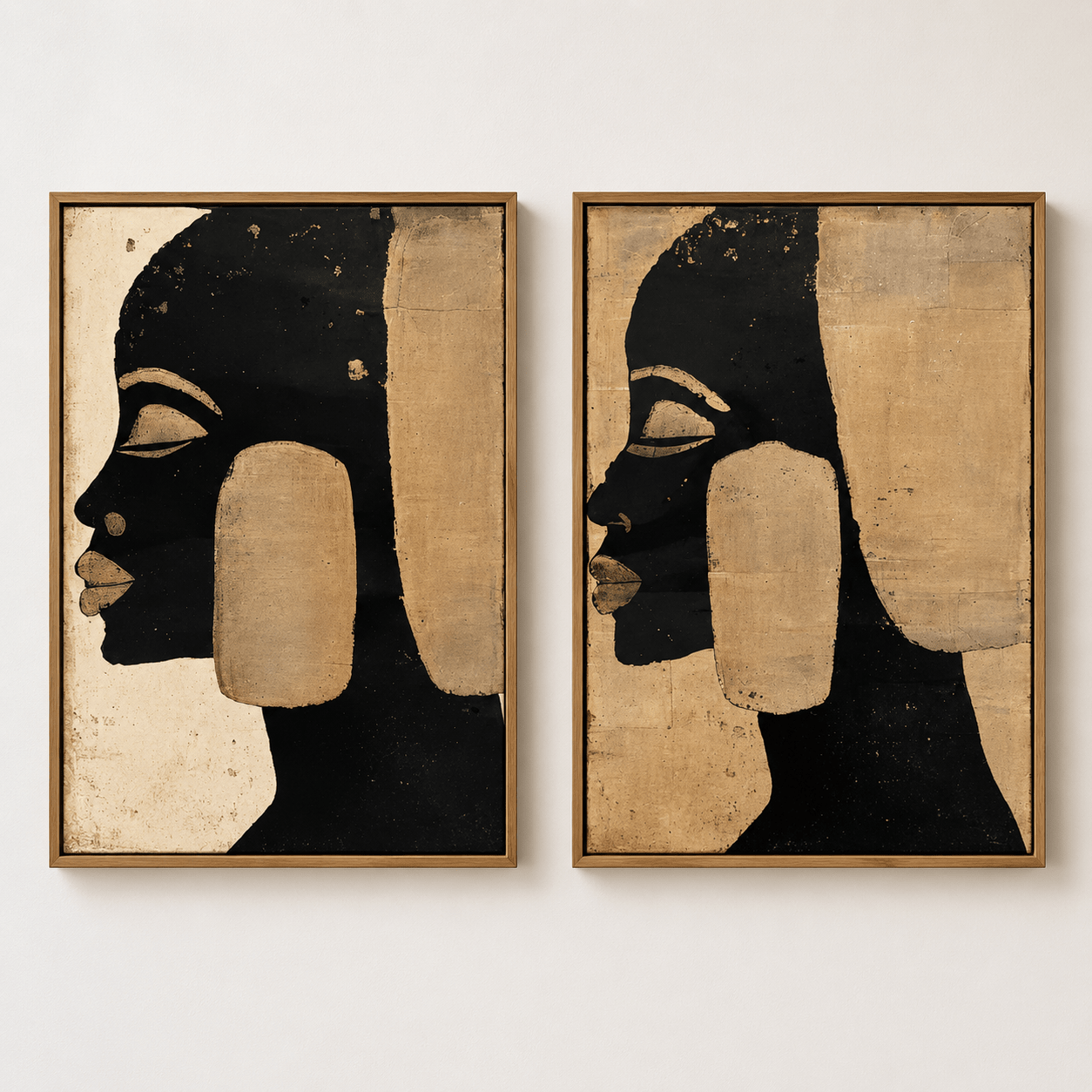 Modern Black Woman Wall Art Set of 2 - African Silhouette