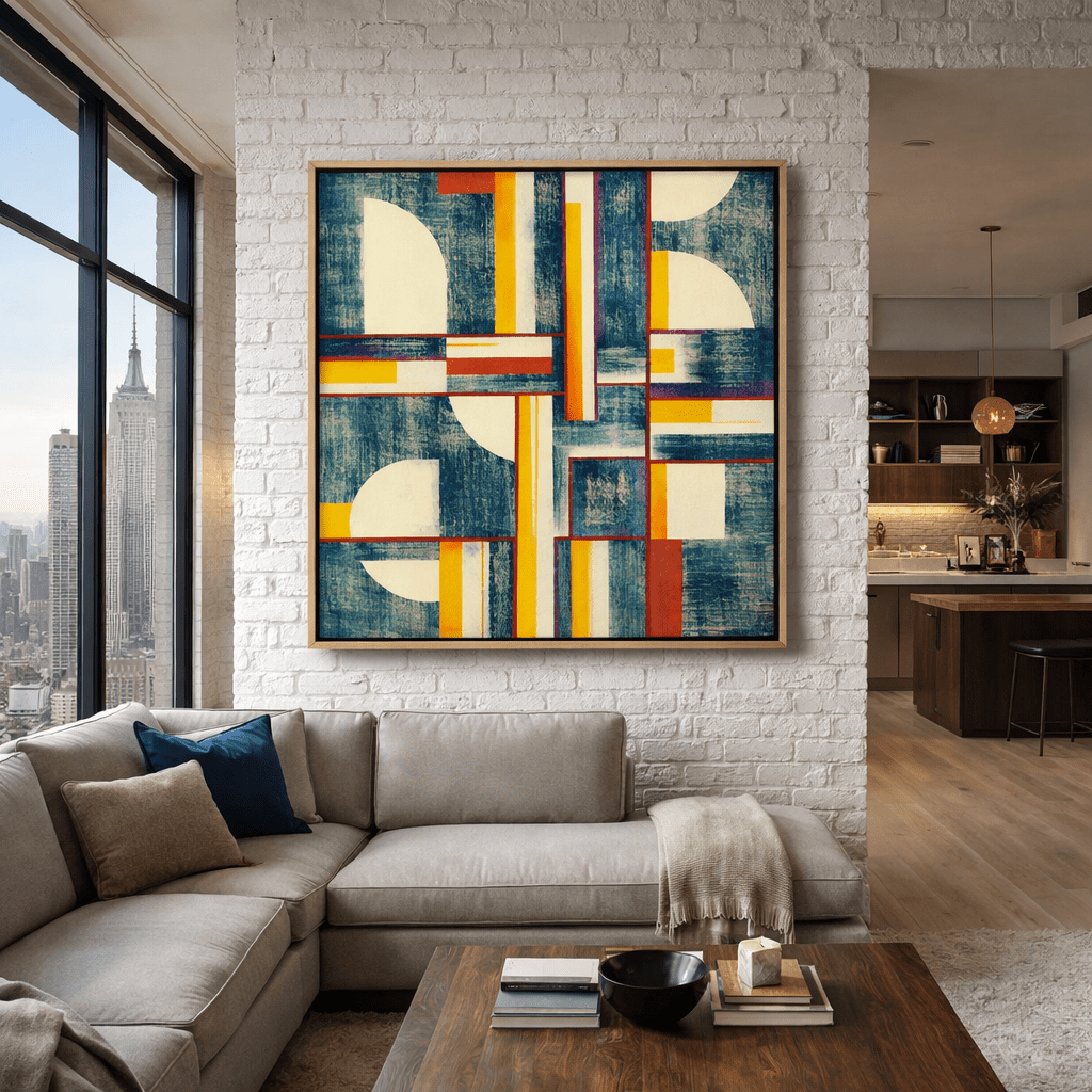 Modern Geometric Abstract Canvas Print – Luxury Colorful Wall Art for Contemporary Interiors by Chiara Rossetti modern abstract canvas wall art by Rossetti Art – luxury interior design artwork for living room, bedroom, office – abstractnew canvas print art Chiara Rossetti