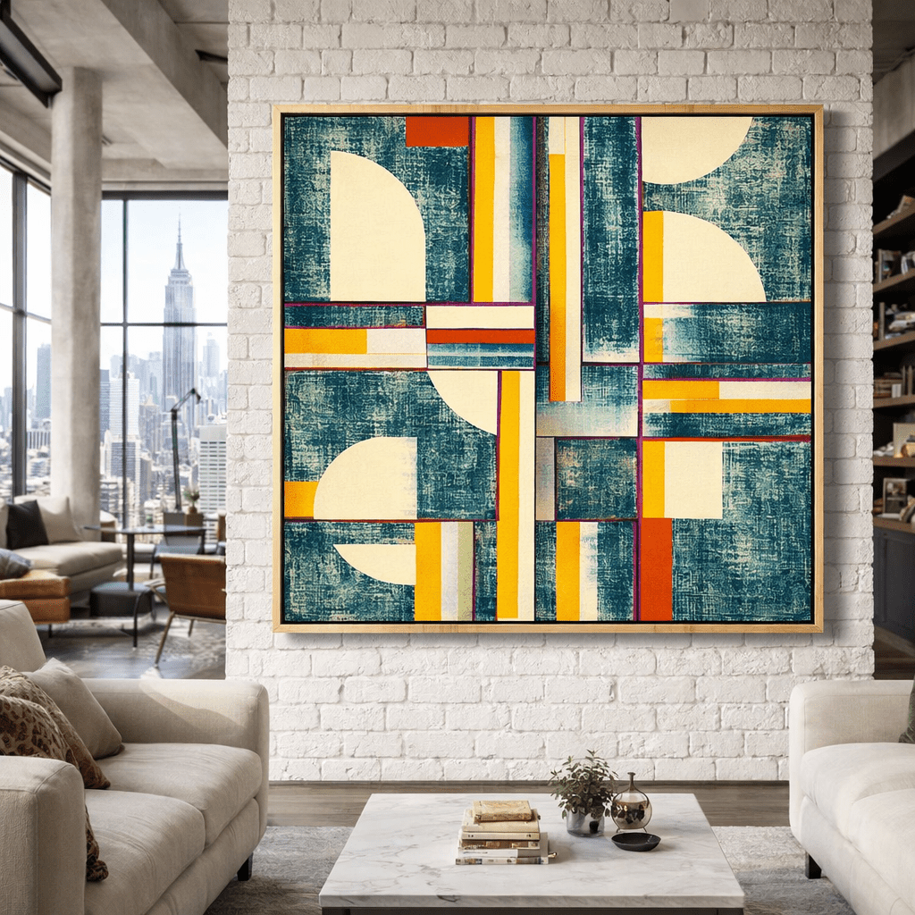 Modern Geometric Abstract Canvas Print – Luxury Colorful Wall Art for Contemporary Interiors by Chiara Rossetti modern abstract canvas wall art by Rossetti Art – luxury interior design artwork for living room, bedroom, office – abstractnew canvas print art Chiara Rossetti