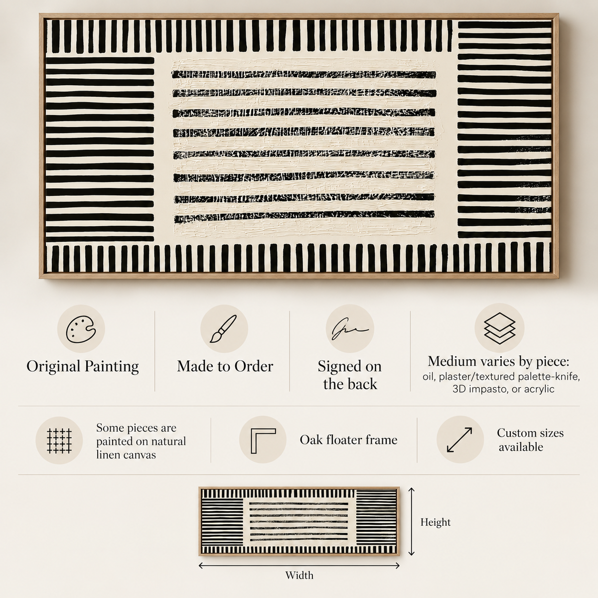 Mudcloth Wall Art – Woven Frame by Rossetti Art, size guide