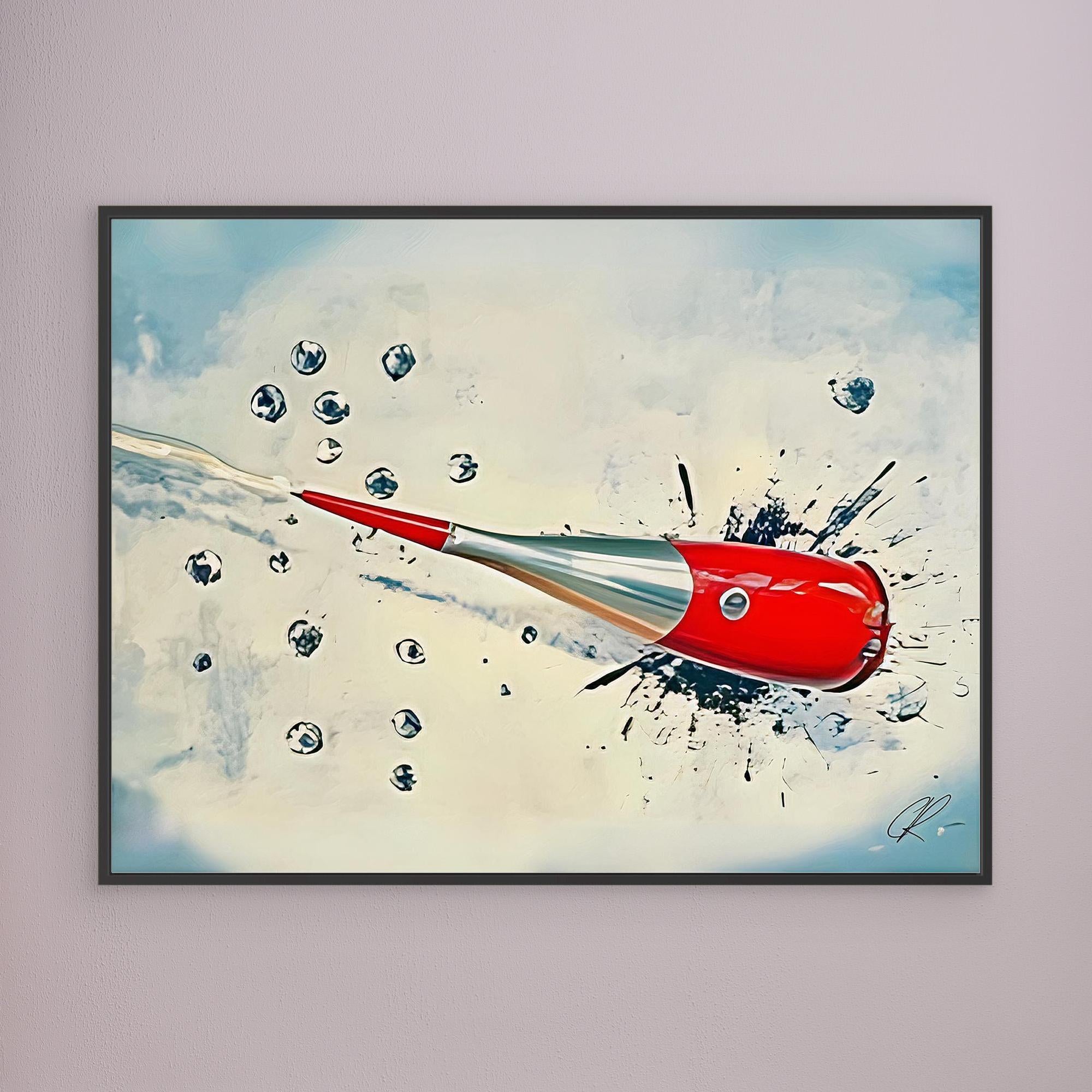 Canvas Print: Sonic Splash Drive – Abstract Retro Rocket Art