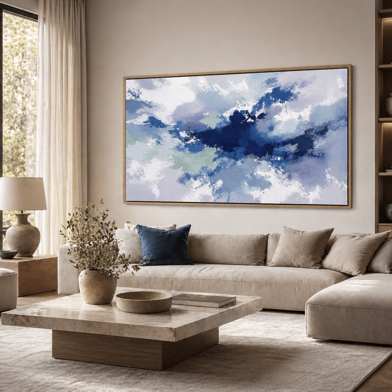 Navy Blue Abstract Canvas Print — Cobalt Drift by Rossetti Art