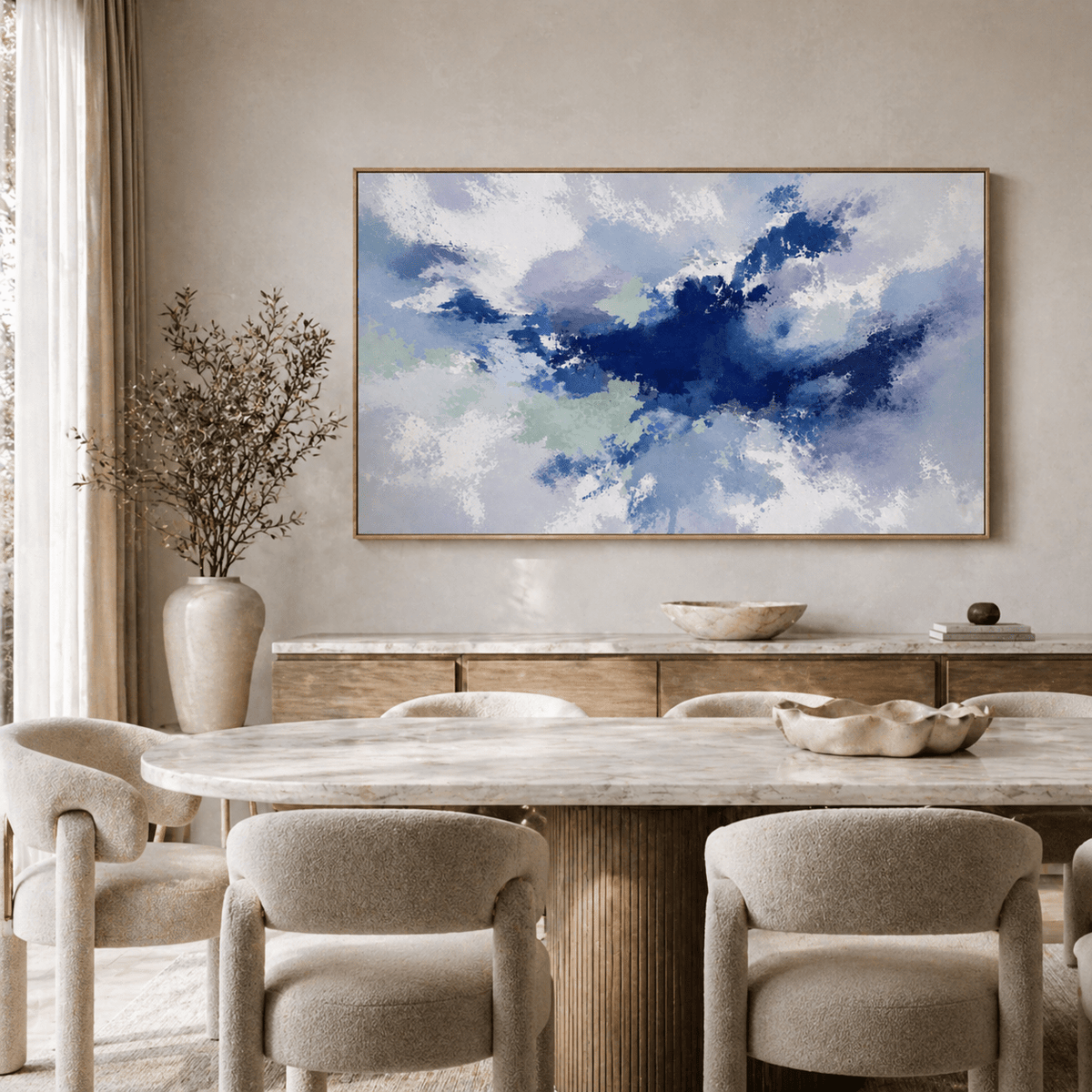 Navy Blue Abstract Canvas Print — Cobalt Drift by Rossetti Art