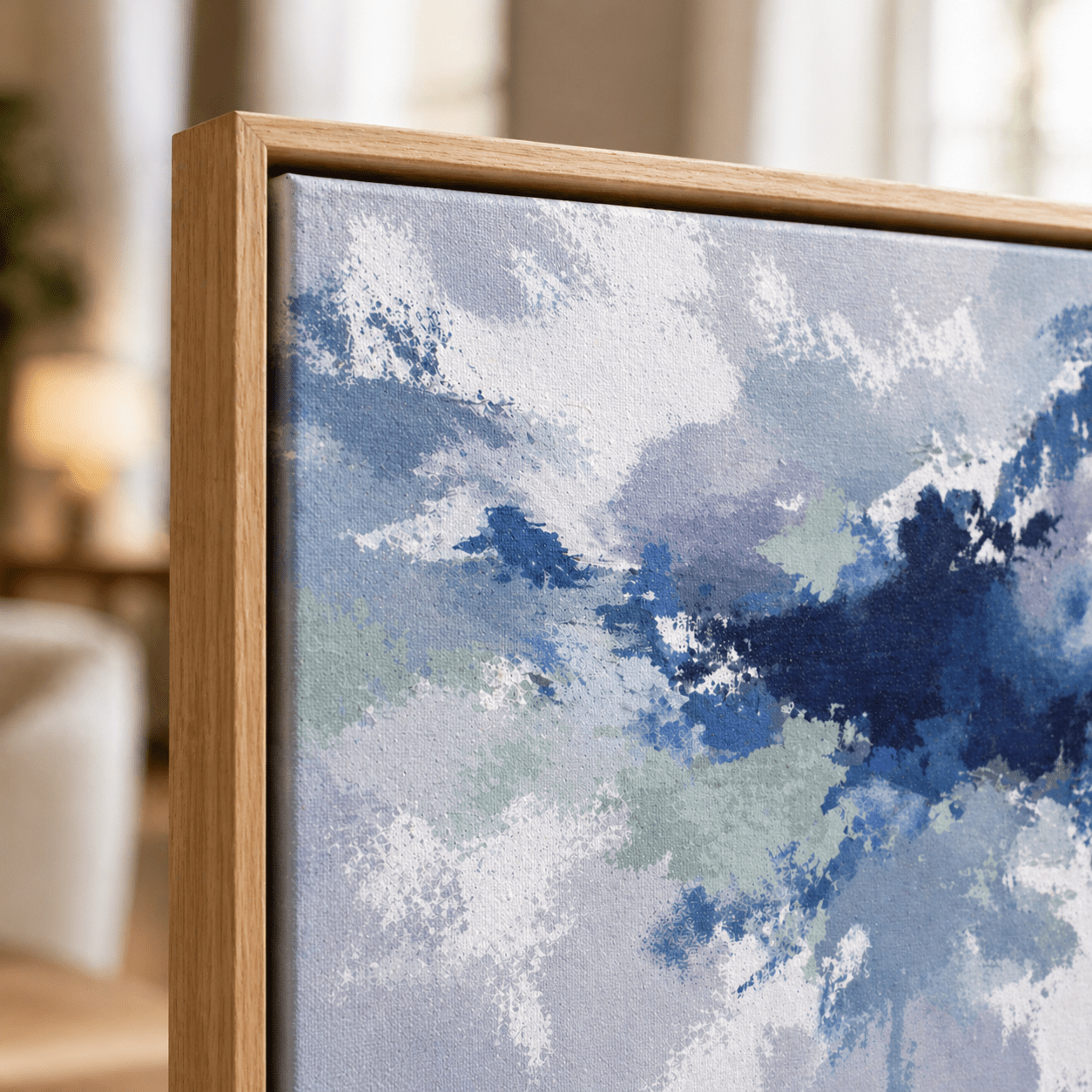 Navy Blue Abstract Canvas Print — Cobalt Drift by Rossetti Art