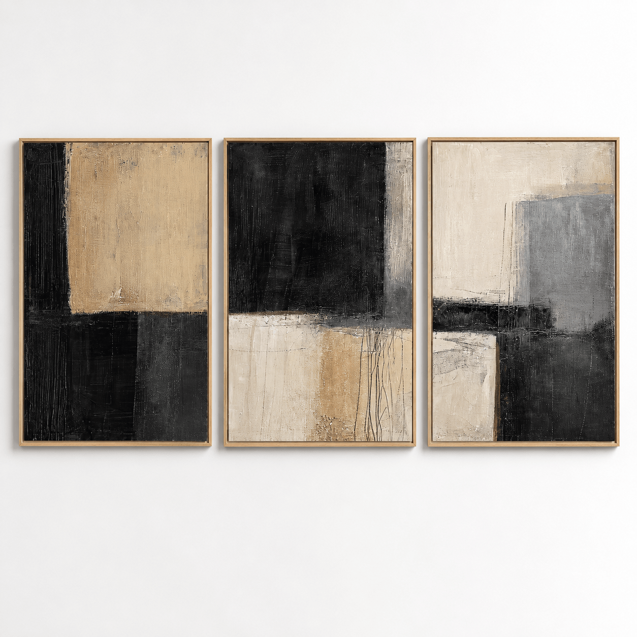 Neutral Abstract Original Painting — Equinox Set of 3 by Rossetti Art