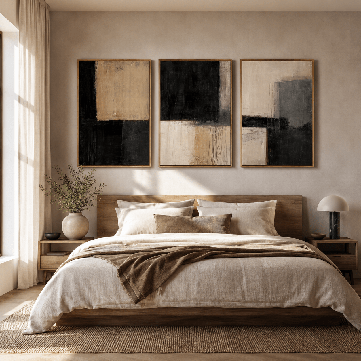 Neutral Abstract Original Painting — Equinox Set of 3 by Rossetti Art