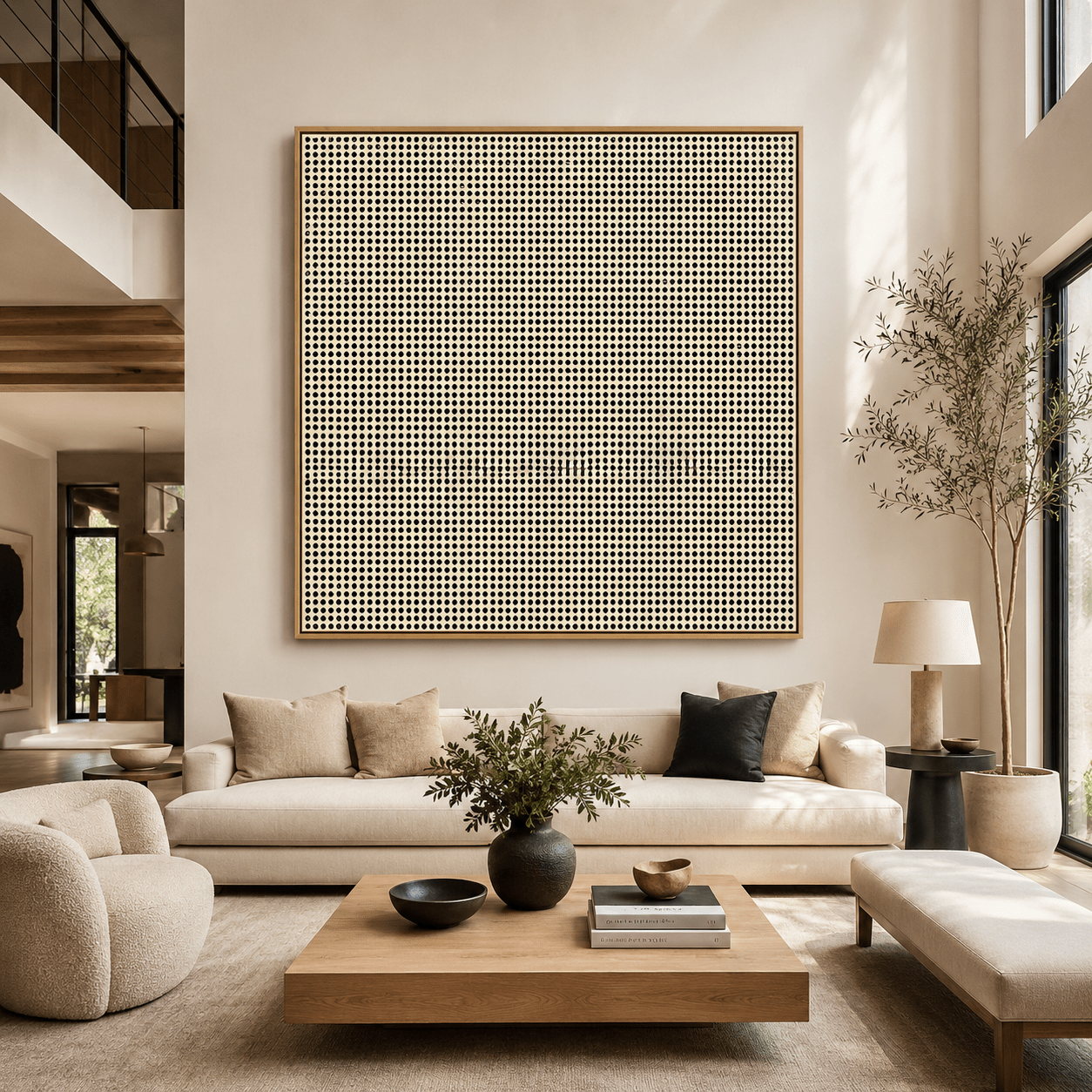 Neutral Abstract Wall Art Beige Black Canvas Print — Murmur by Rossetti Art
