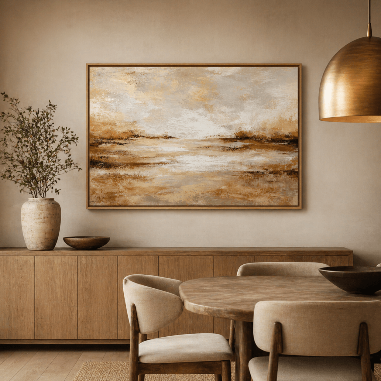 Neutral Abstract Wall Art Canvas Print — Open Plains by Rossetti Art