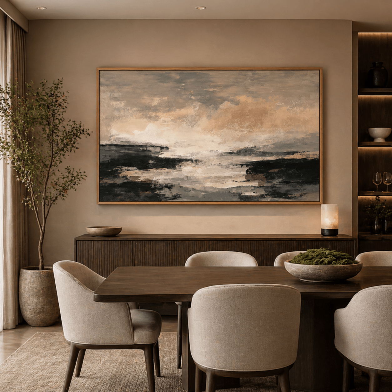 Neutral Abstract Wall Art Set of 3 -Coastal Silence | Rossetti Art