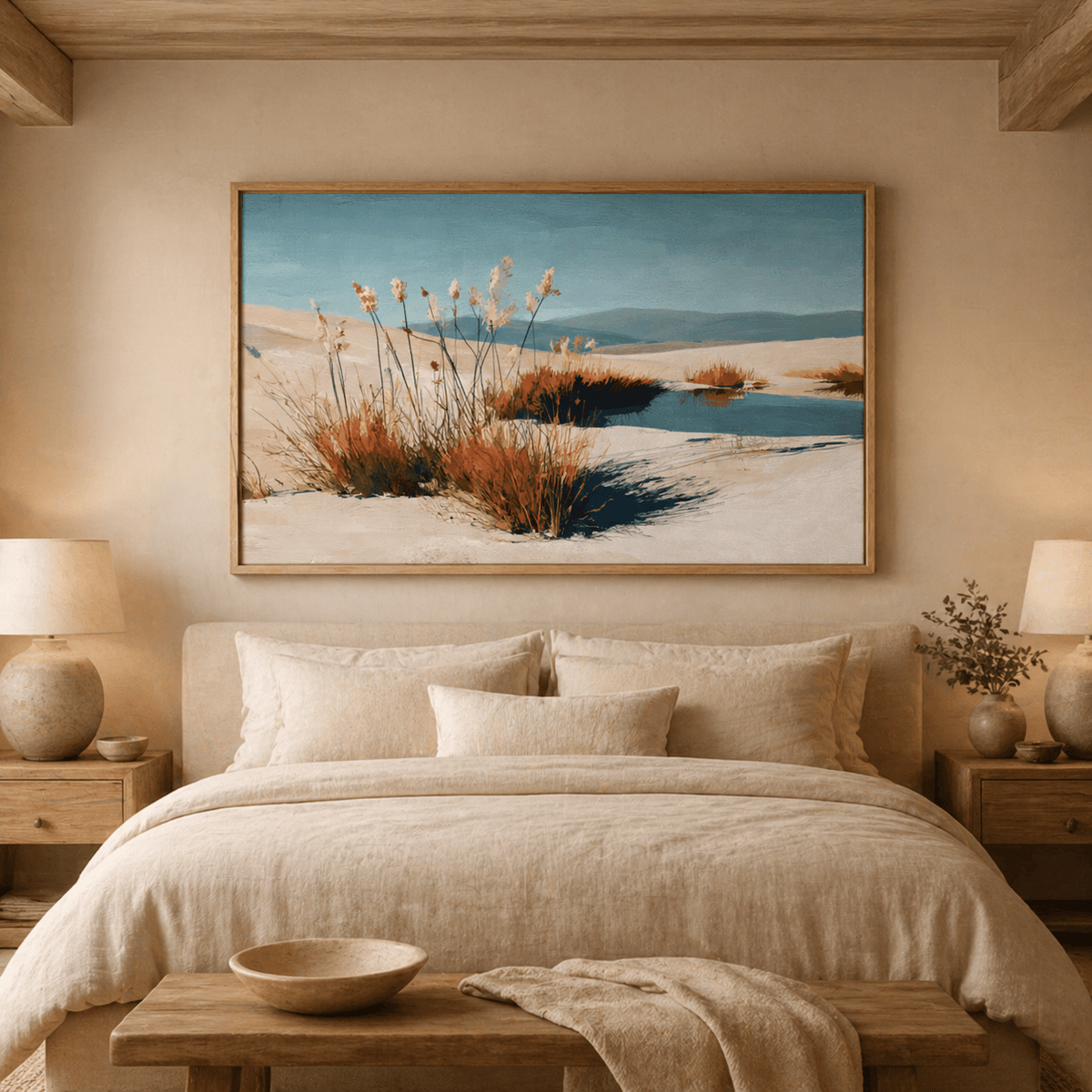 Neutral Landscape Wall Art Canvas Print — Dune Oasis by Rossetti Art