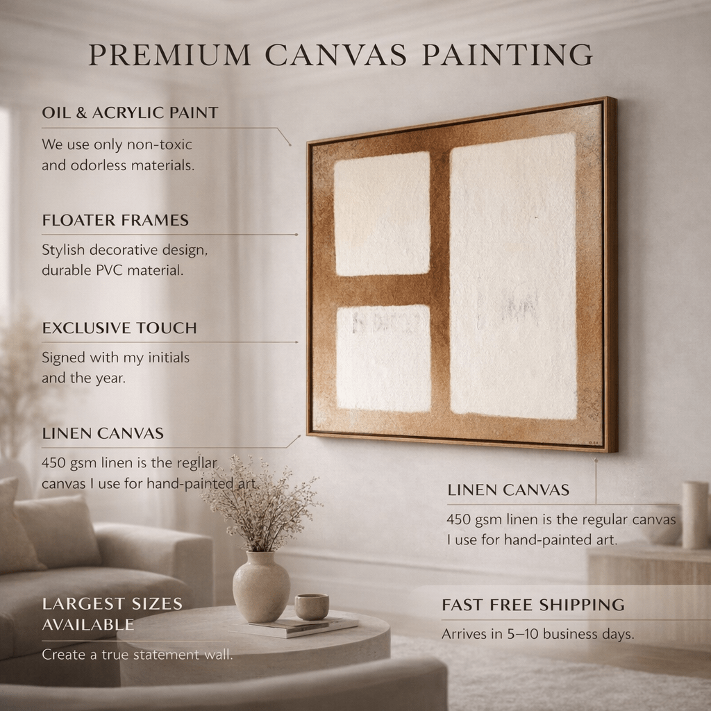 Neutral Textured Abstract Painting | Quiet Geometry | Rossetti Art modern abstract canvas wall art by Rossetti Art – luxury interior design artwork for living room, bedroom, office – Living Room Original Paintings Original Abstract Paintings square abstract wall art