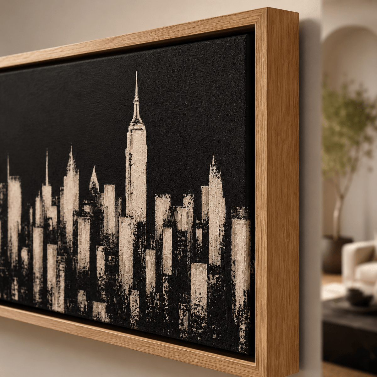 New York Skyline Black and White Canvas Print — Manhattan Noir by Rossetti Art