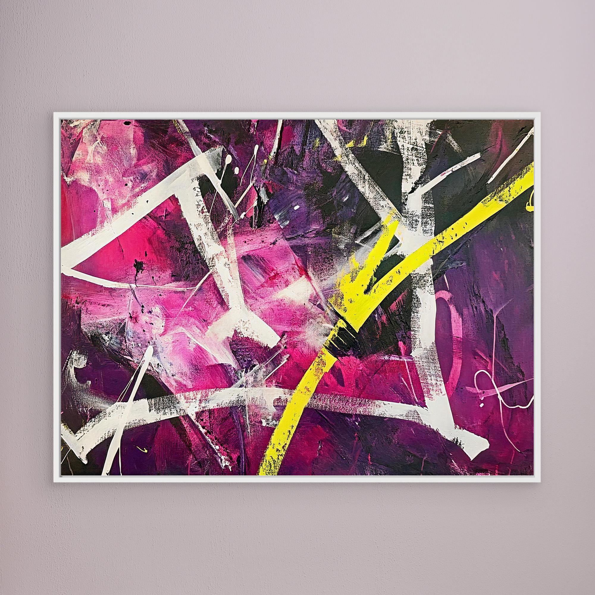 Canvas Print: "Electric Chaos Burst" - Modern Abstract Expressionist Wall Art
