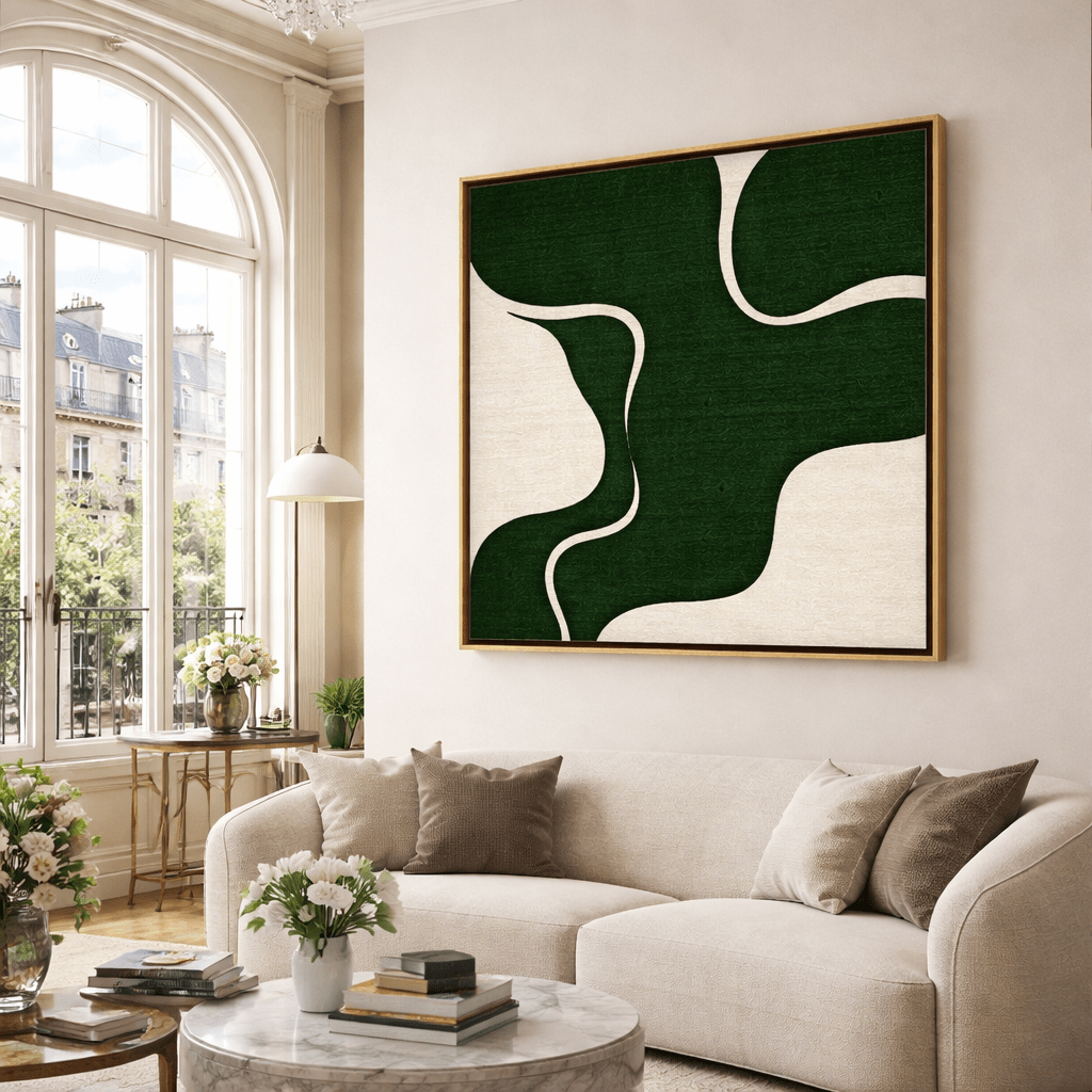 Olive Green Organic Abstract Canvas Print | Verdant Form by Rossetti Art