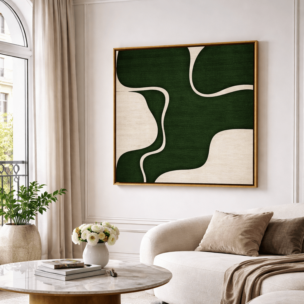 Olive Green Organic Abstract Canvas Print | Verdant Form by Rossetti Art
