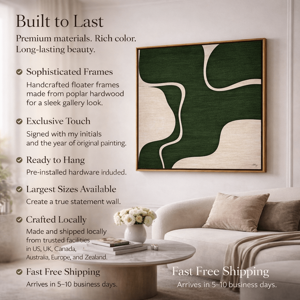 Olive Green Organic Abstract Canvas Print | Verdant Form by Rossetti Art