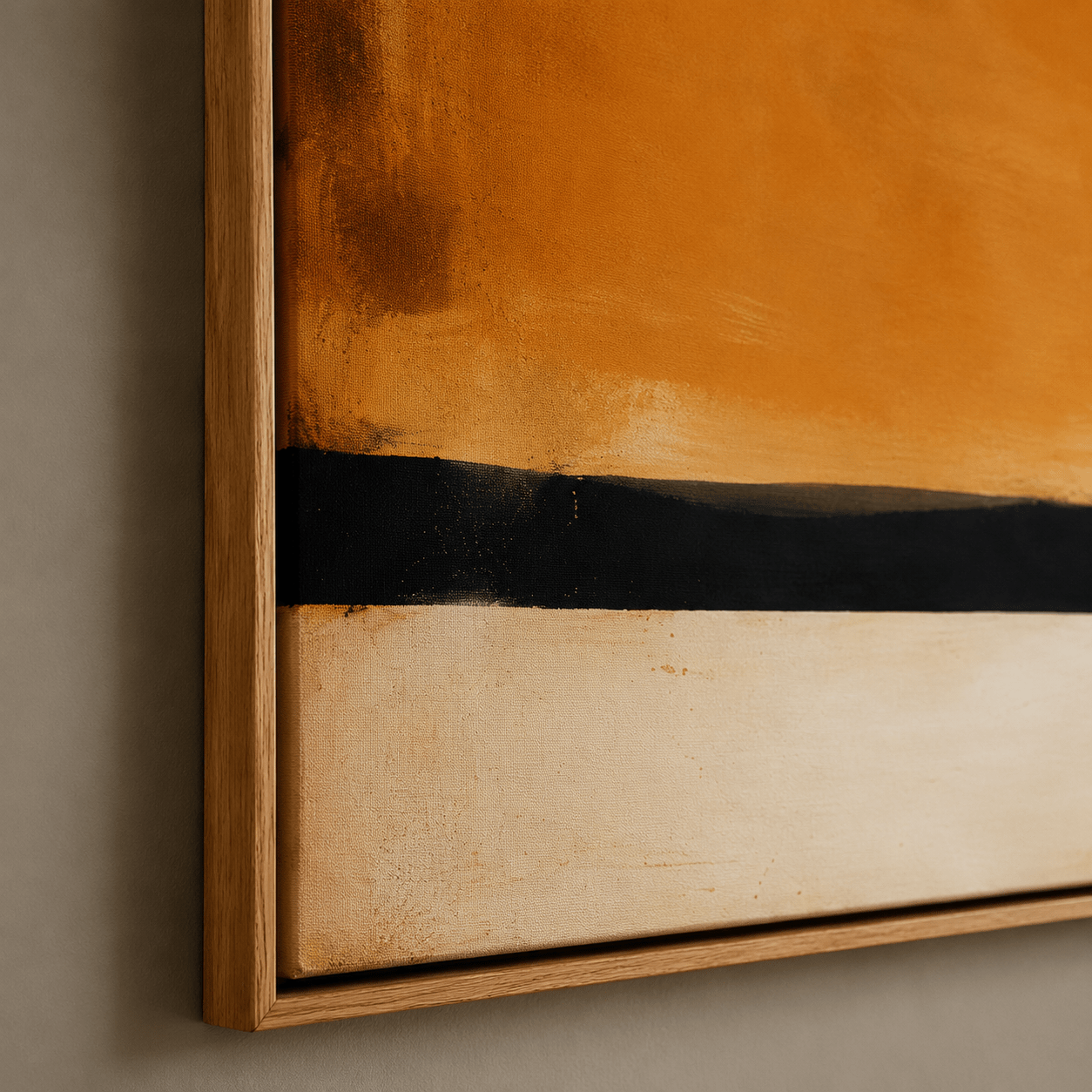 Orange Black Abstract Original Painting – Amber Horizon | Rossetti Art