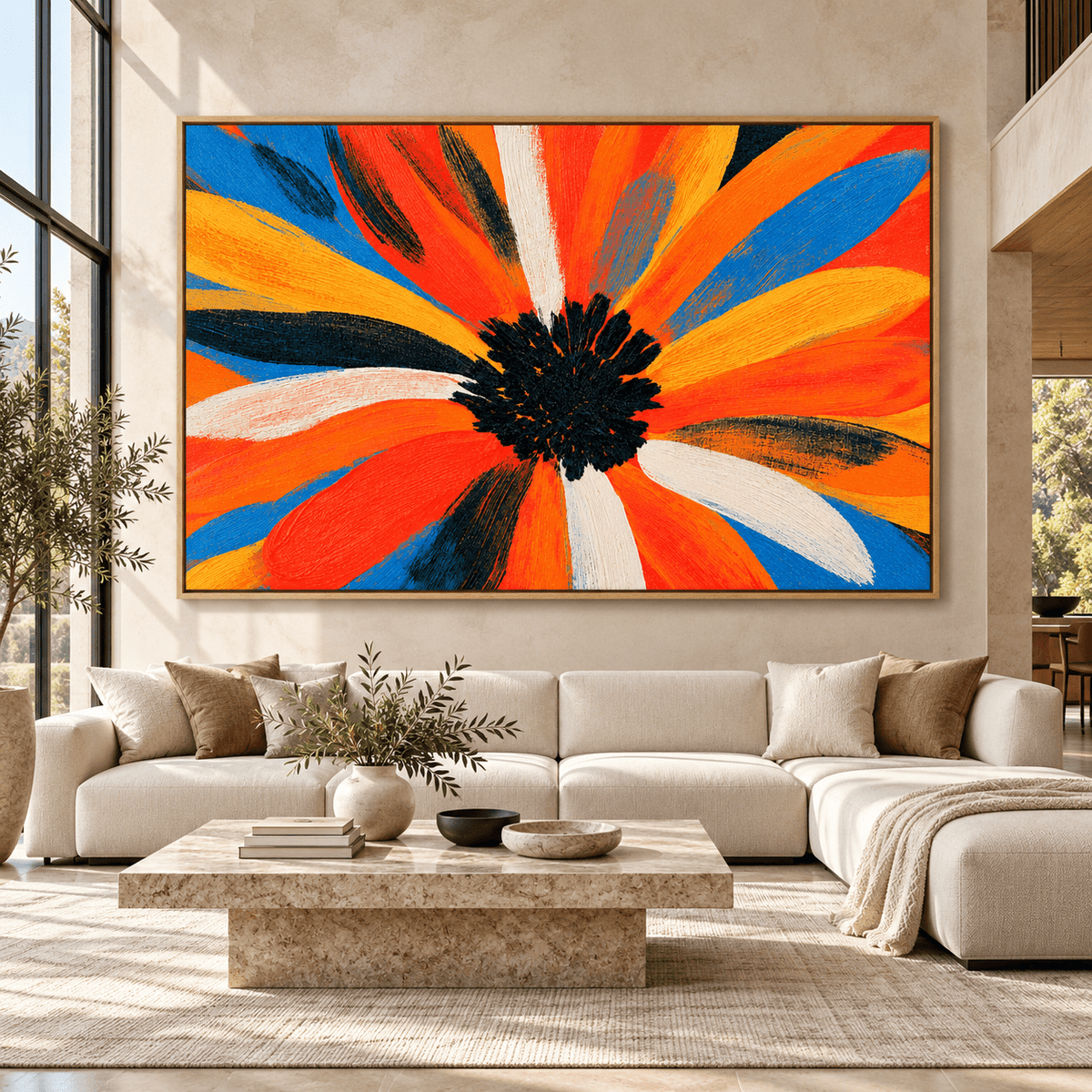 Abstract Flower Painting – Blazing Bloom by Rossetti Art