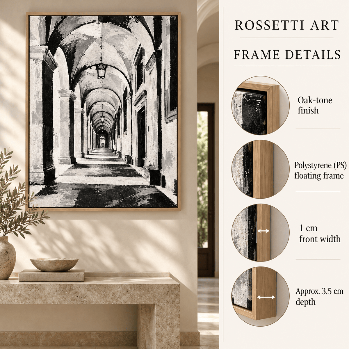 Archway Painting Original – Lantern Cloister in an entryway with frame details by Rossetti Art