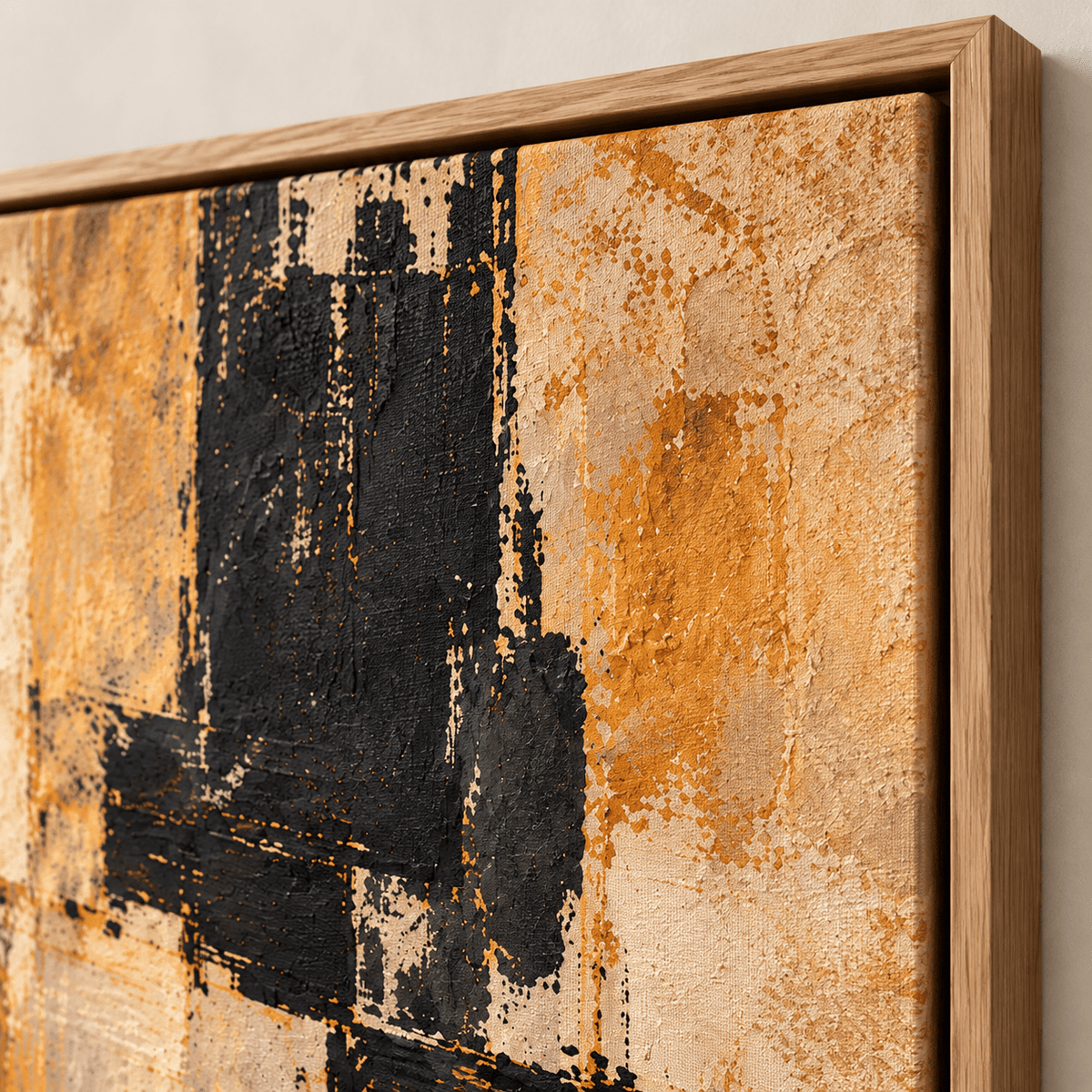 Black and Gold Abstract Painting – Rust & Ash by Rossetti Art