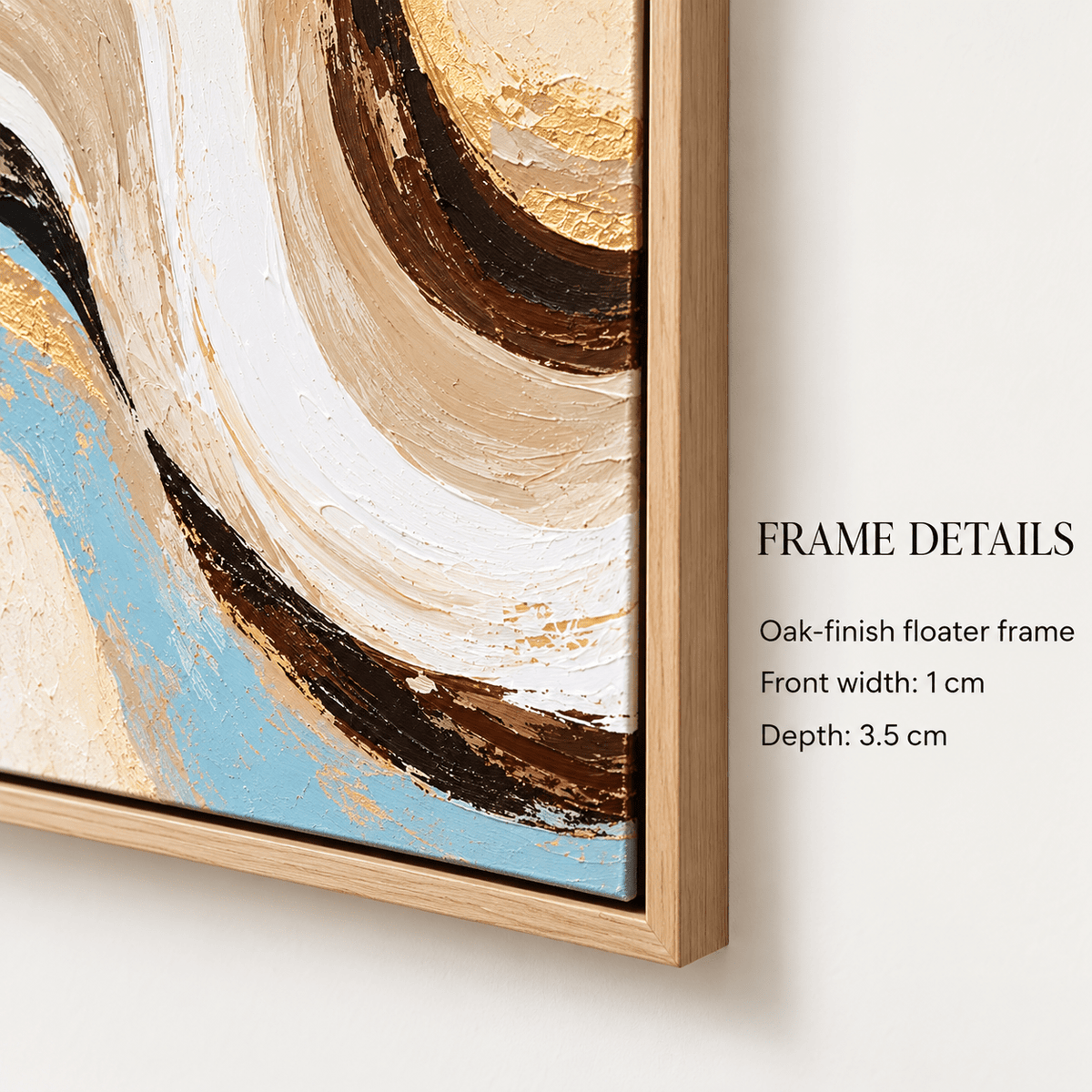 Brown and Blue Wall Art – Sandbar Swell set of 3 by Rossetti Art, floater frame details