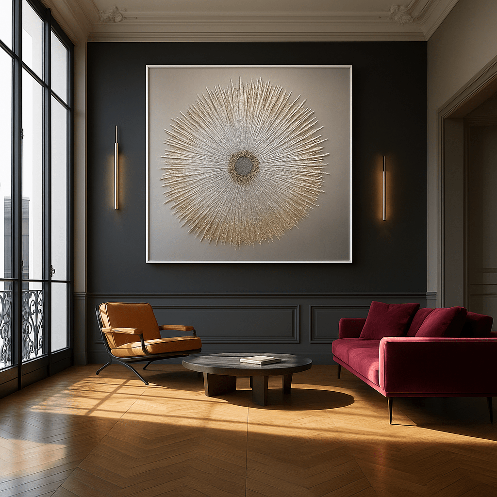 Original Painting : Celestial Bloom – Textured Gold Sunburst Painting - Chiara Rossetti