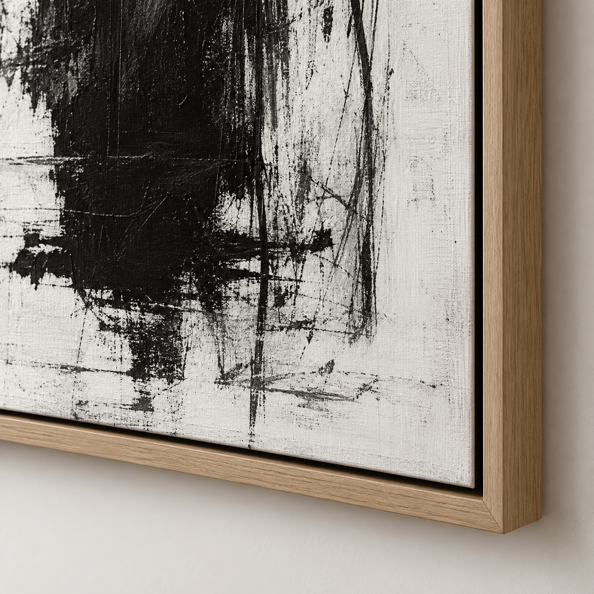 Charcoal Abstract Painting Original – Ink Monolith corner detail by Rossetti Art