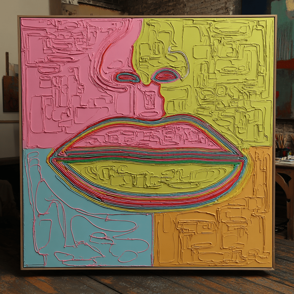 Original Painting : “Chromatic Whispers – Contemporary Abstract Lips Painting by Chiara Rossetti | Original Modern Wall Art” - Chiara Rossetti