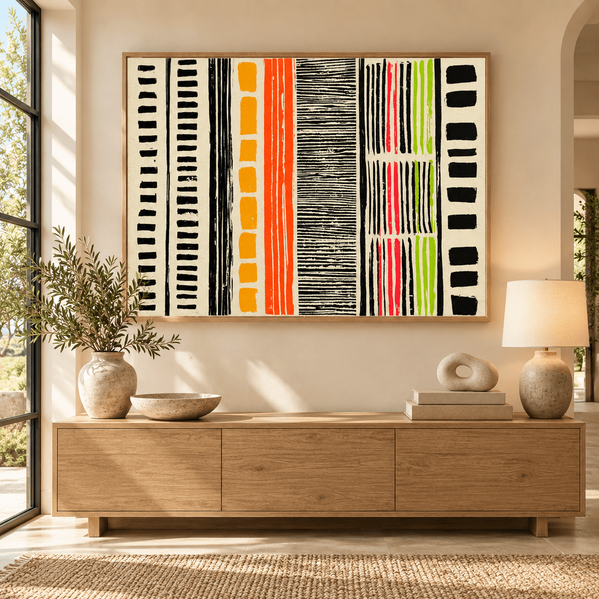 Colorful Abstract Painting – Carnival Weave by Rossetti Art – console room styling