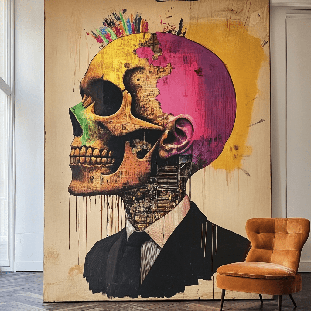 Original Painting : Colorful Mind Handmade Skull Painting - Chiara Rossetti