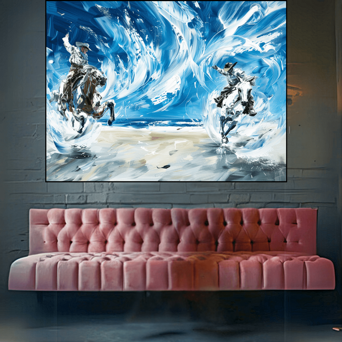 Original Painting : Cowboy Paintings Original modern abstract canvas wall art by Rossetti Art – luxury interior design artwork for living room, bedroom, office – contemporary wall painting creative abstract painting Handmade Art Canvas
