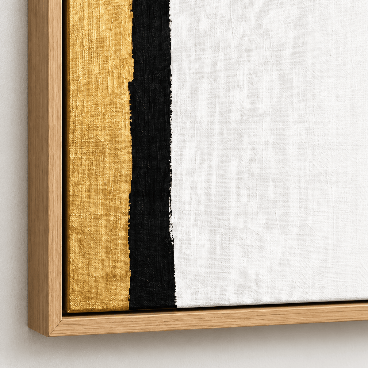 Gold and Black Abstract Art Original – Gilded Edge floater frame corner detail by Rossetti Art