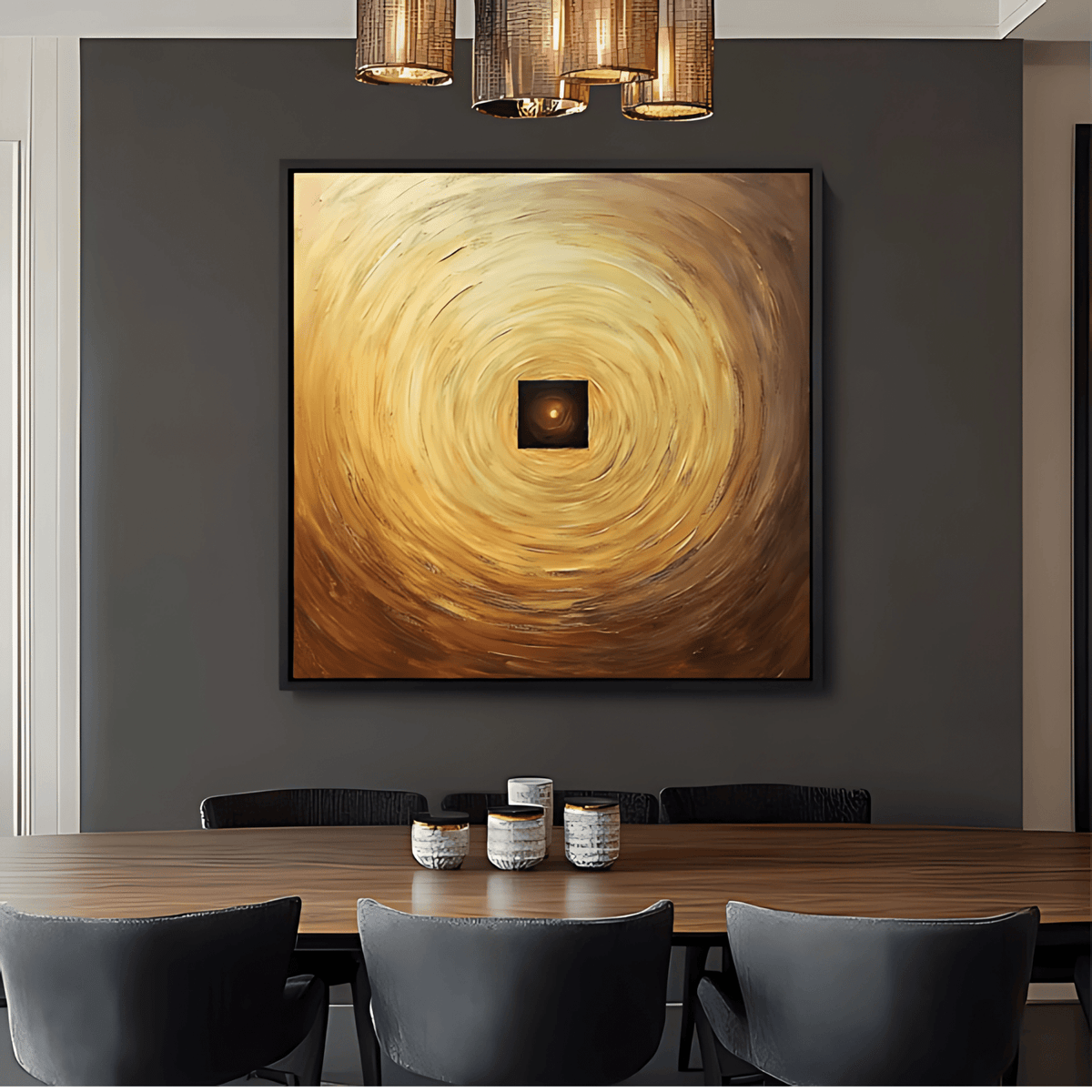 Original Painting : Gold Circle - Gold Painting on Canvas modern abstract canvas wall art by Rossetti Art – luxury interior design artwork for living room, bedroom, office – abstract painting print abstract wall art art for modern interiors
