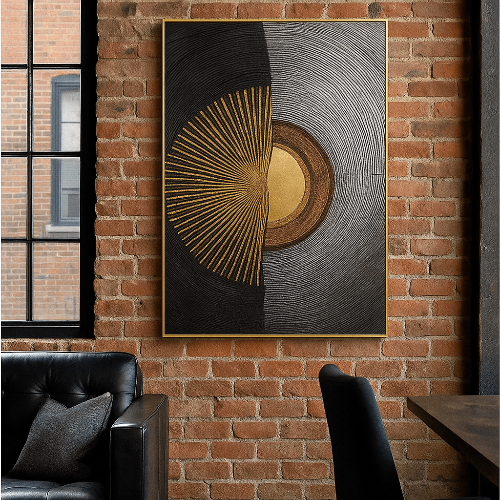 Original Painting : Golden Echo: Original Abstract Painting for Modern Interiors modern abstract canvas wall art by Rossetti Art – luxury interior design artwork for living room, bedroom, office – bold contemporary decor Contemporary wall art framed canvas wall art