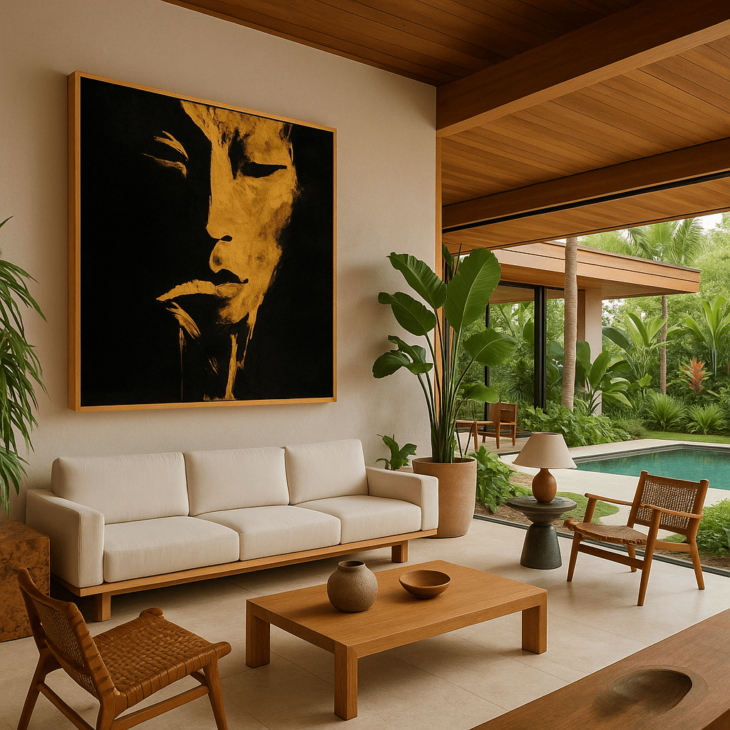 Original Painting : Golden Silence – Abstract Face Original Canvas Art - Chiara Rossetti