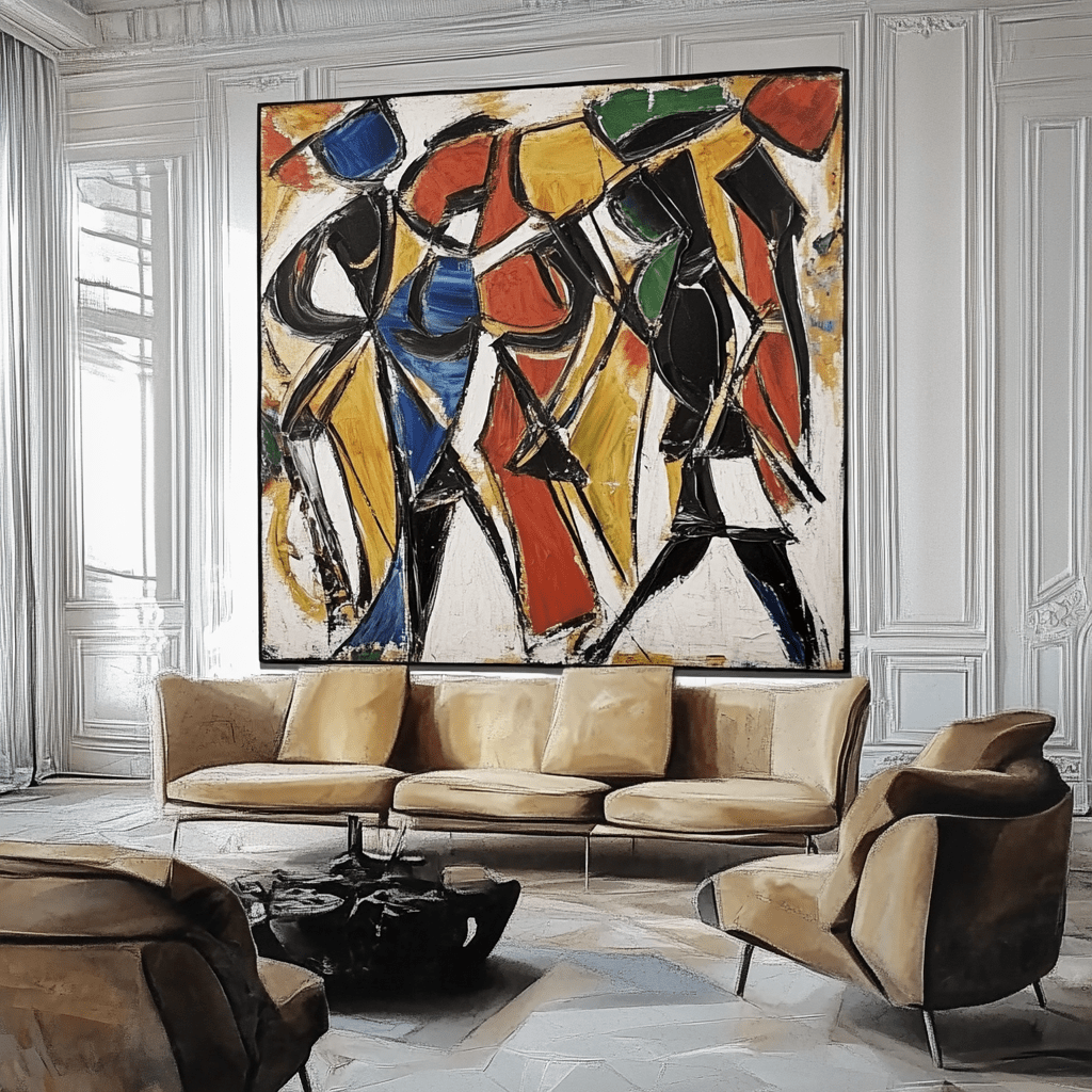 Original Painting : Kinetic Form Spectrum – Abstract Movement Painting modern abstract canvas wall art by Rossetti Art – luxury interior design artwork for living room, bedroom, office – Contemporary Art Canvas Expressionist Figure