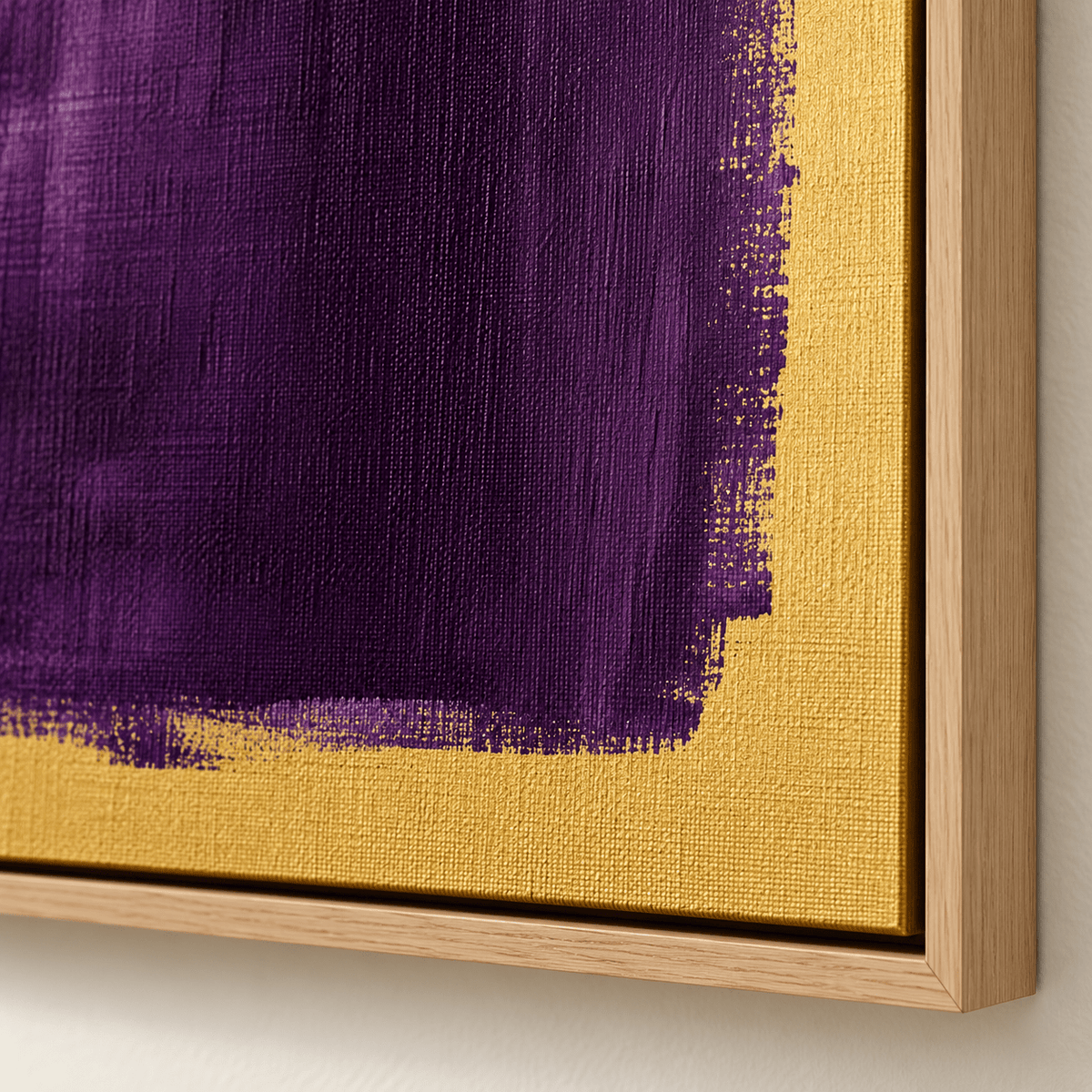 Corner detail of the Violet Reserve original painting in a floater frame – Rossetti Art