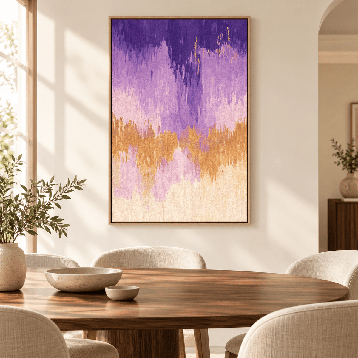 Purple ombre painting original Lilac Cascade in a dining room – Rossetti Art
